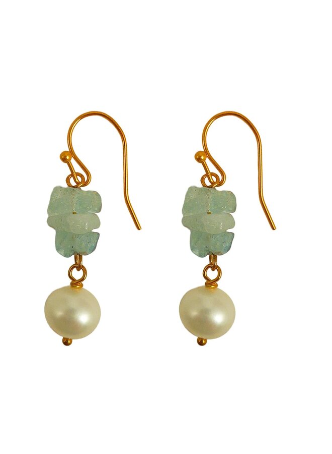 Aquarmarine and Pearl  earrings  171