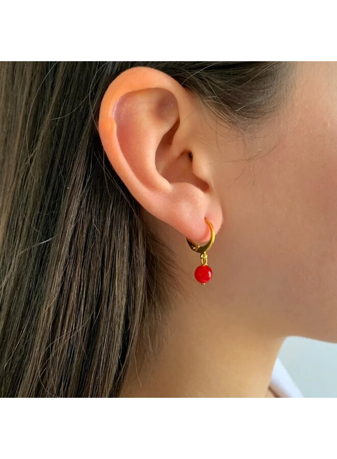 Red Jade  Earrings 174
