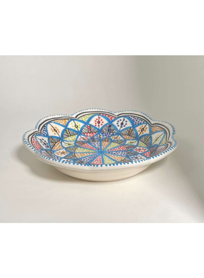 Rainbow Flower Deep Plate - hand made 32