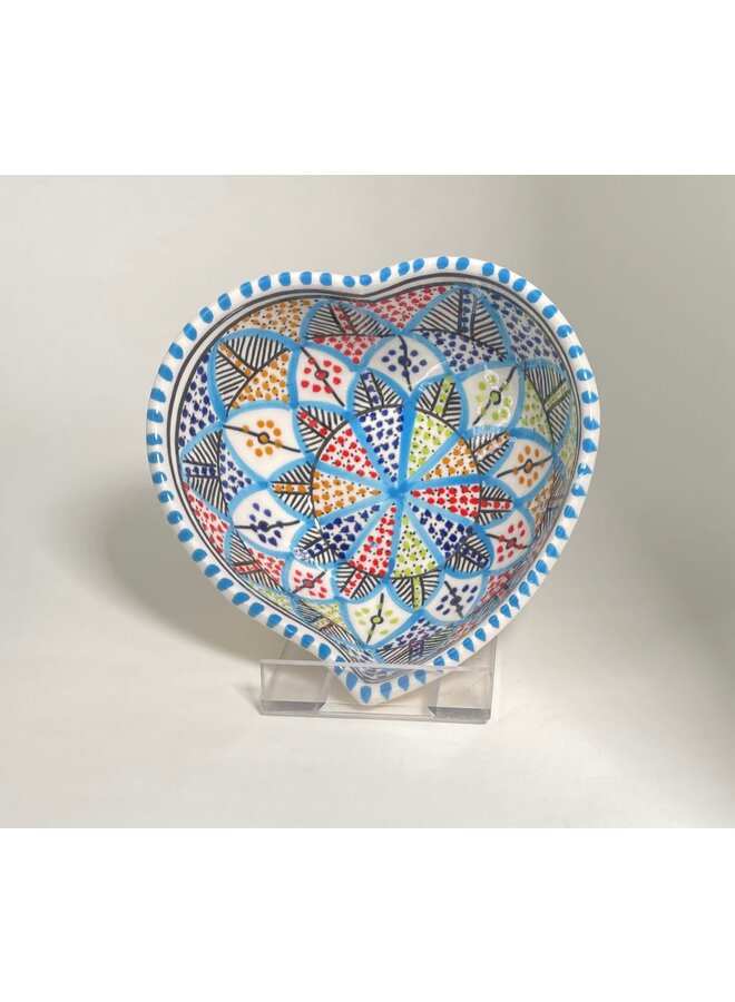 Heart Rainbow Deep Bowl - medium- hand made 26