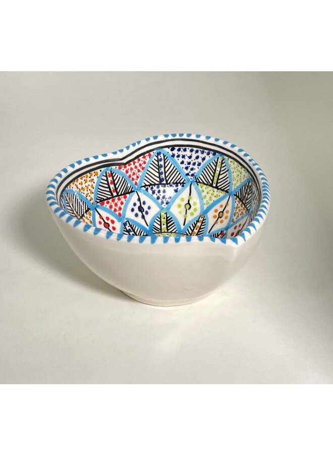 Heart Rainbow Deep Bowl - medium- hand made 26
