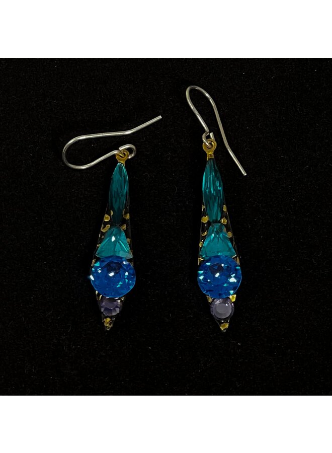 Boucles d'oreilles pendantes en forme de glaçon bleu 496