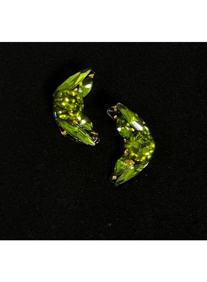 Green Crescemt  Moon  Stud Earrings 511