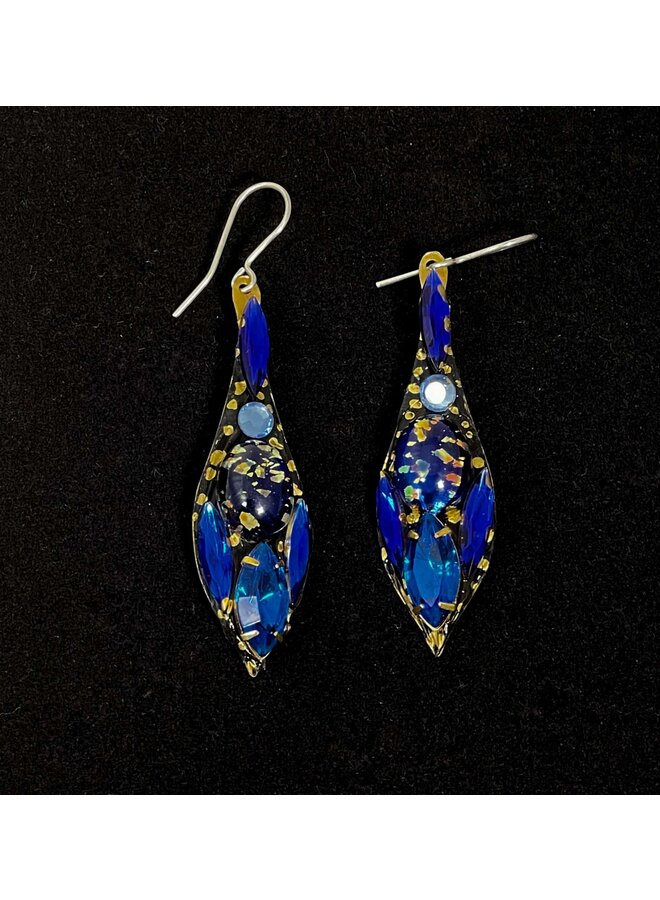 Boucles d'oreilles pendantes bleues grandes 491