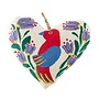 Heart with Pink  Bird  Vanilla Textile Ornament 35