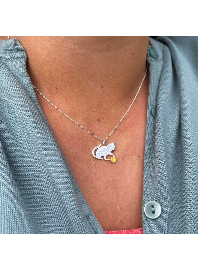 Collier Argent Chat et Laine 114