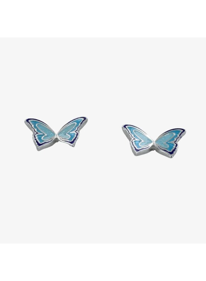 Серебряные серьги-бабочки с эмалью 122