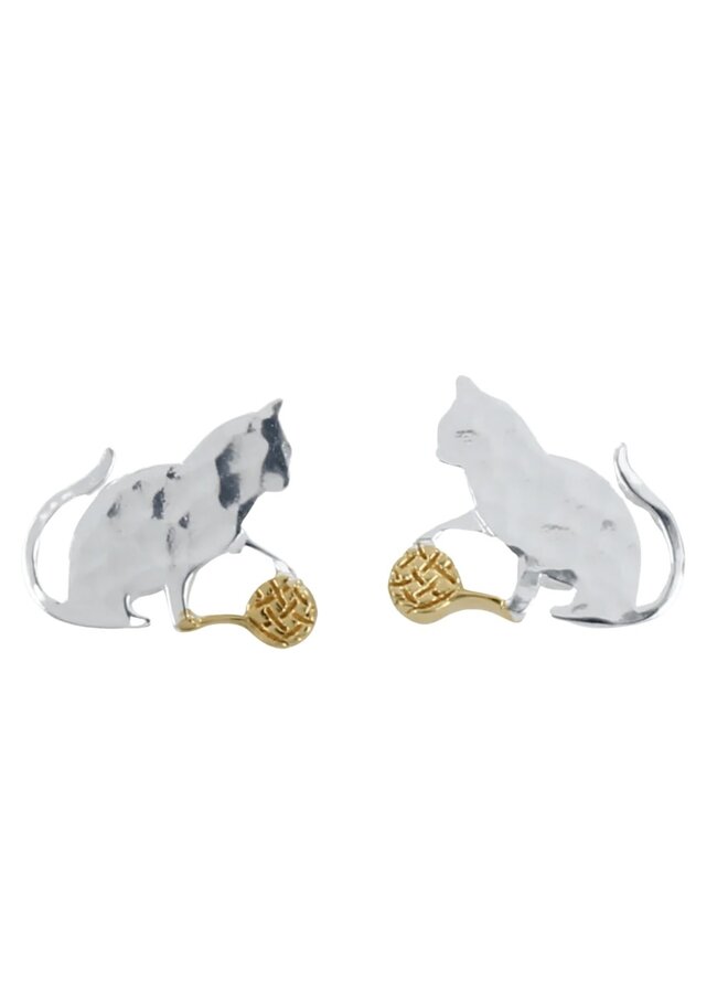 Boucles d'oreilles Chat et Laine Argent 121