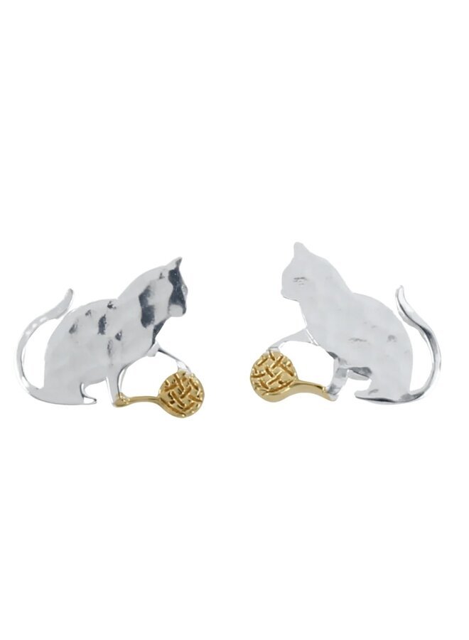 Cat and Wool  Silver earrings 121
