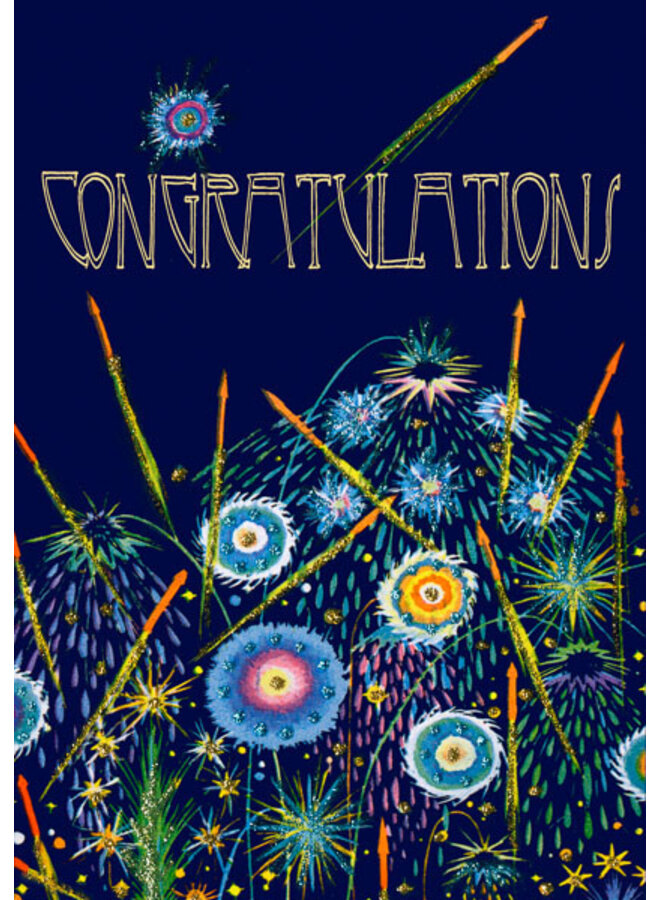 Feu d'artifice - Carte de félicitations à paillettes