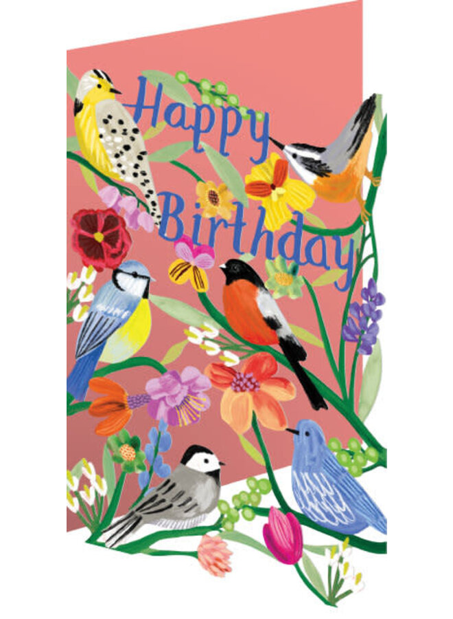 Carte Joyeux anniversaire Oiseaux brillants par Vernon
