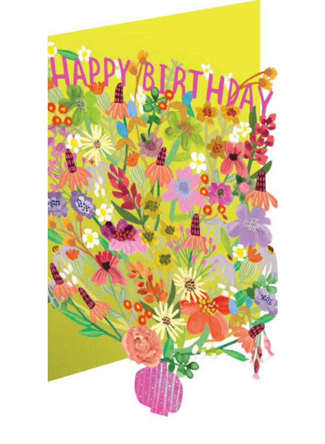 Happy Birthday Bright Flowers Bouquet  Card by Vernon