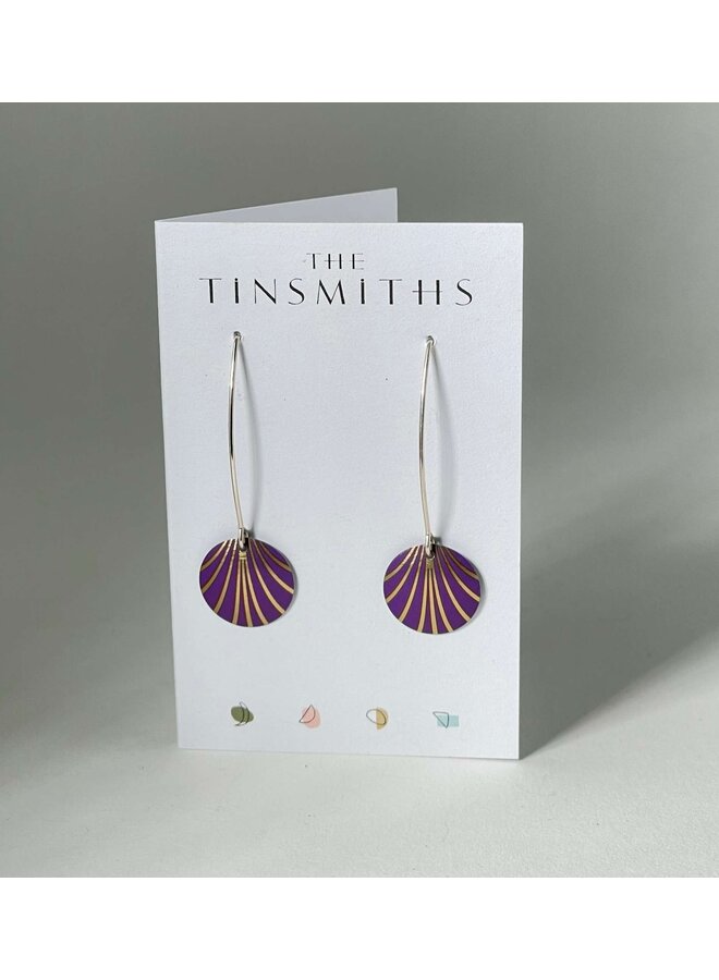 Disc Purple and Gold, Medium Wire Earrings 199