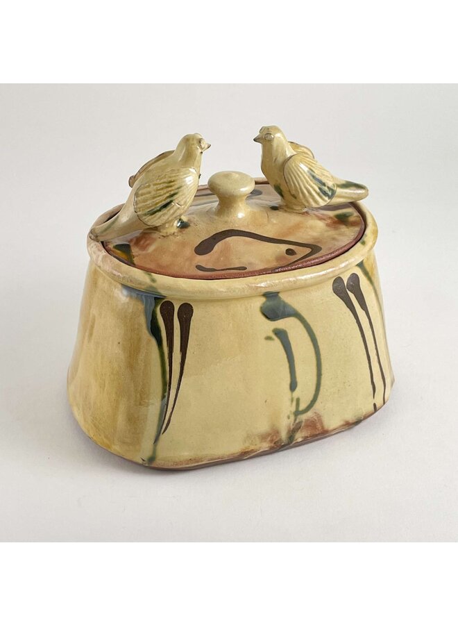 Lidded Pot with Two Birds