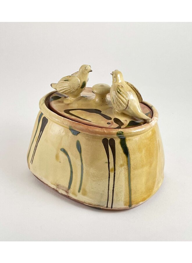 Lidded Pot with Two Birds