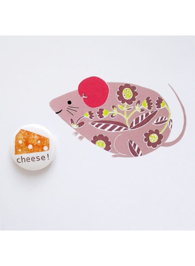 Maus mit Käse-Anstecker-Karte 88
