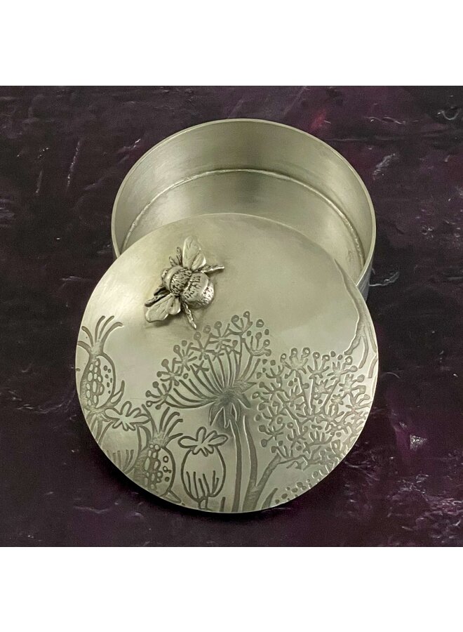 Bee and Seeds Pewter Lidded Trinket Box 03