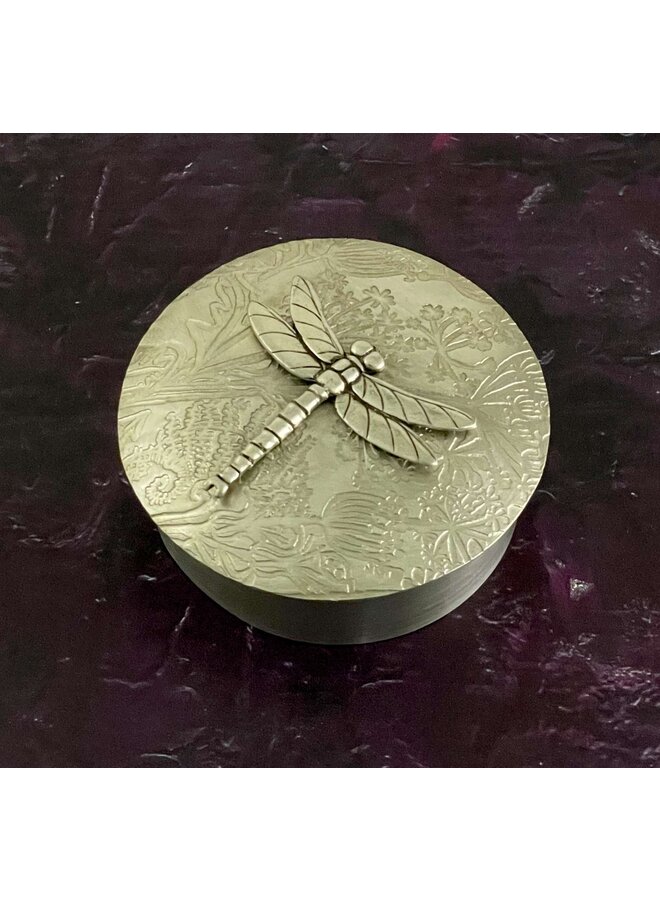 Schmuckdose mit Zinndeckel „Libelle und Samen“ 02