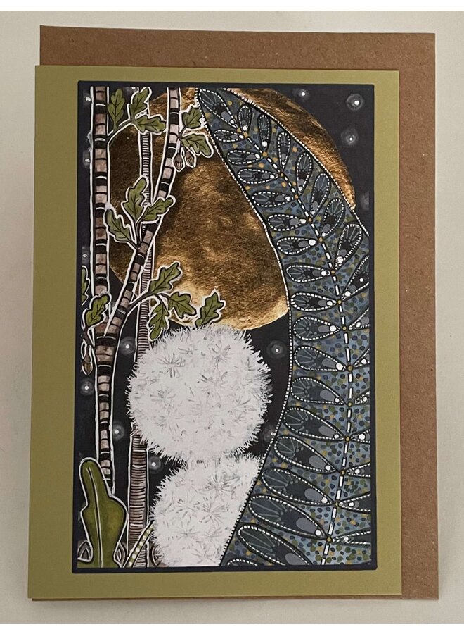 Golden Moon with Two Dandelions Art Card 012