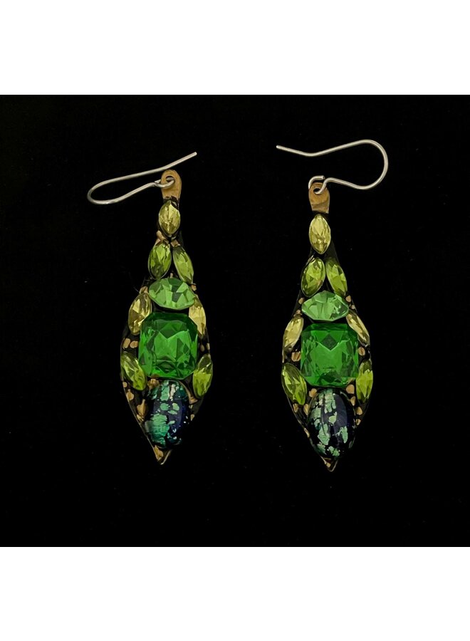 Lime and Emerald Large Drop Earrings 533