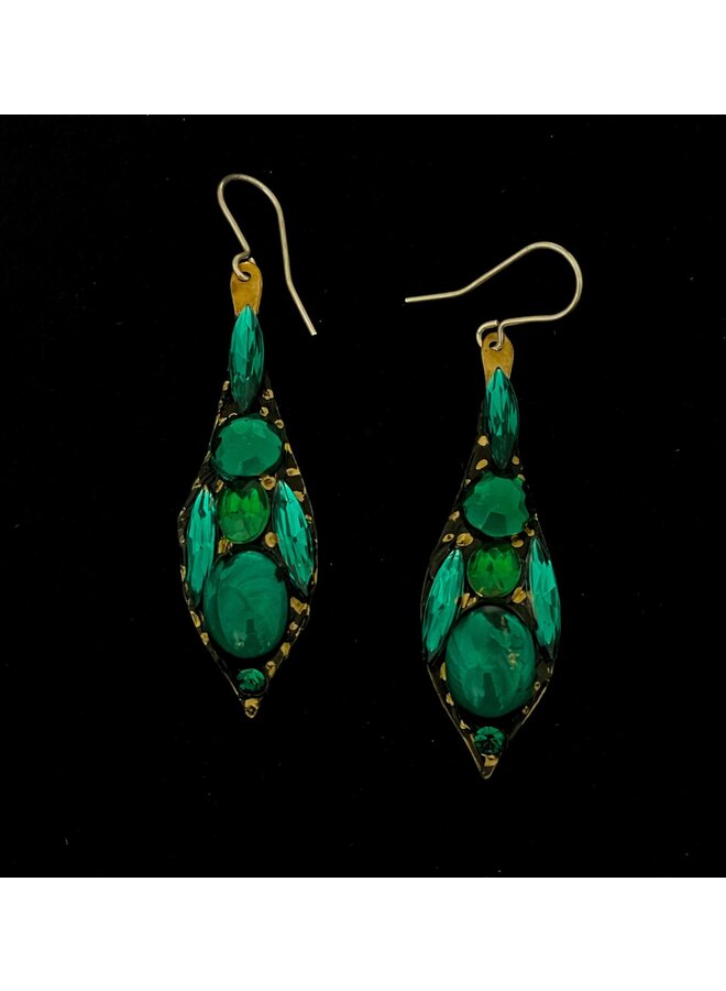 Emerald Green Large Drop Earrings 531