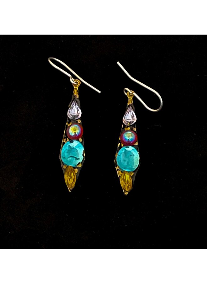 Boucles d'oreilles pendantes turquoise multi-glaçons 524