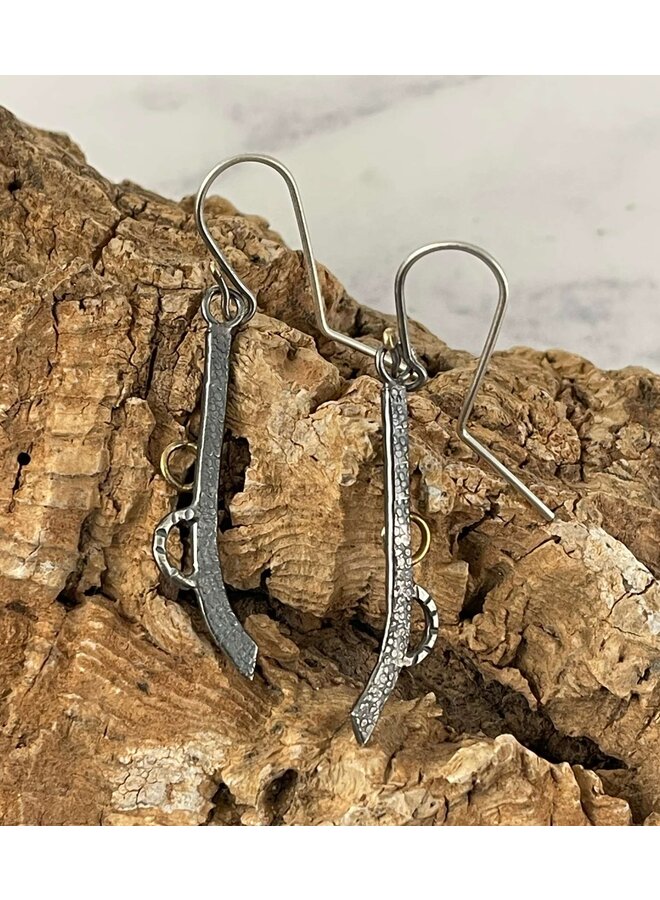 Boucles d'oreilles en argent oxydé et créoles en or 18 carats 3 2