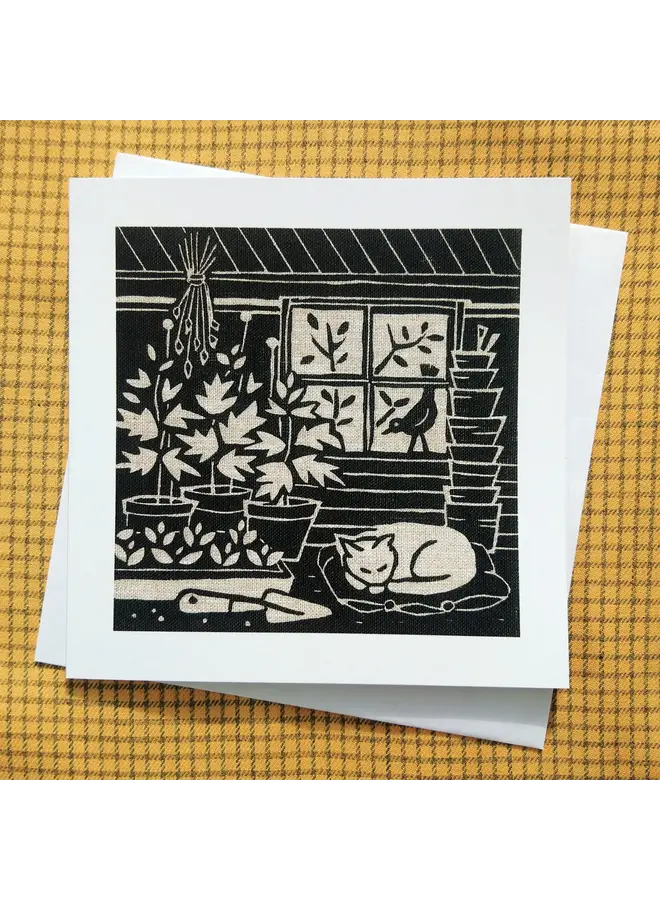 Tarjeta de gato con cobertizo para macetas de Gail Kelley 16