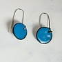 Boucles d'oreilles pendantes rondes en émail sarcelle 08