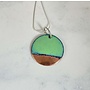 Copper Tip and Green Enamel Round Necklace 56