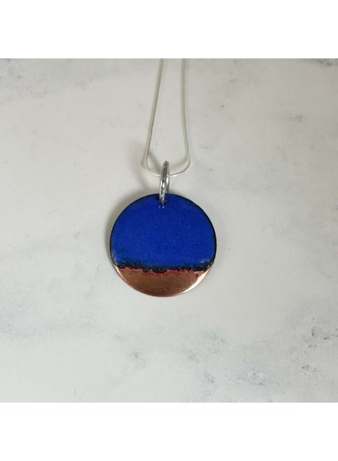 Collier Rond Pointe de Cuivre et Email Bleu 54