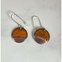 Copper tip and Orange Enamel circle earrings 44