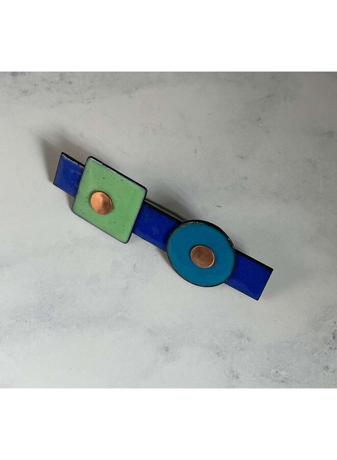 Colour Bar Copper and Enamel Brooch 39