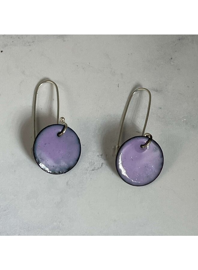 Round enamel drop earrings lilac 16
