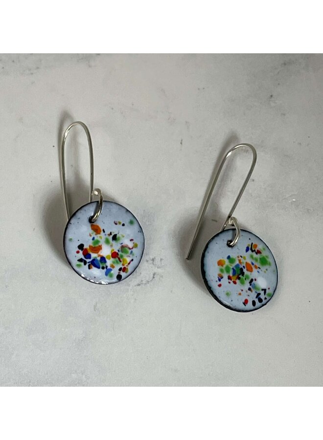 Round Enamel Drop Earrings Confetti 17