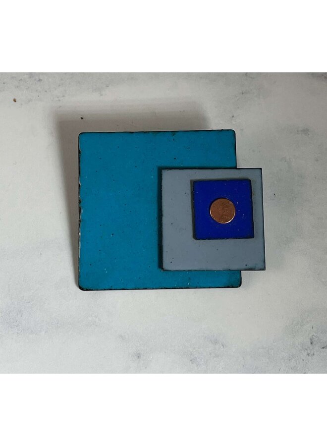 Multic colour  copper enamel and silver brooch  37