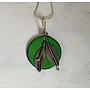 Round enamel & silver pendant emerald green 02