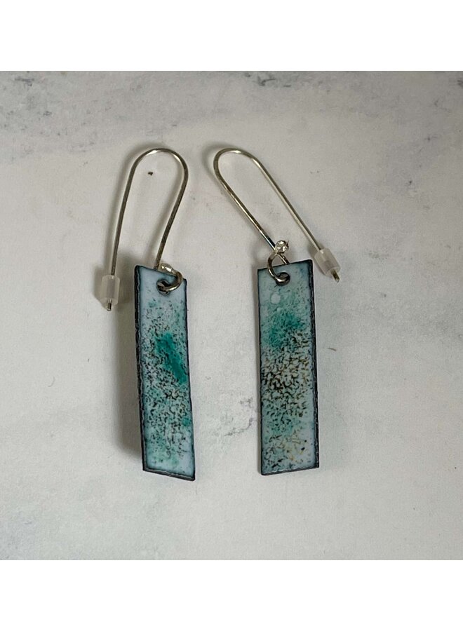 Rectangle Coastal  copper and enamel drop earrings  28