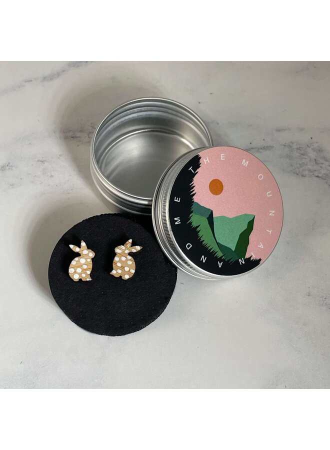 Rabbit Tiny Stud Bamboo Örhängen 09