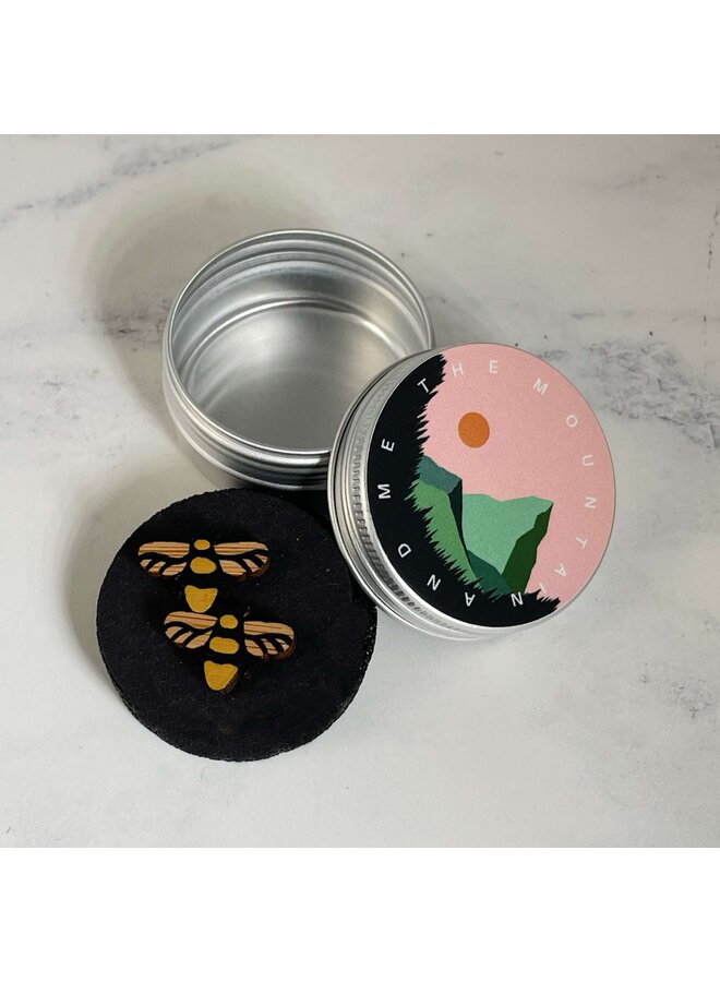 Bee Tiny Stud Bamboo Earrings 06