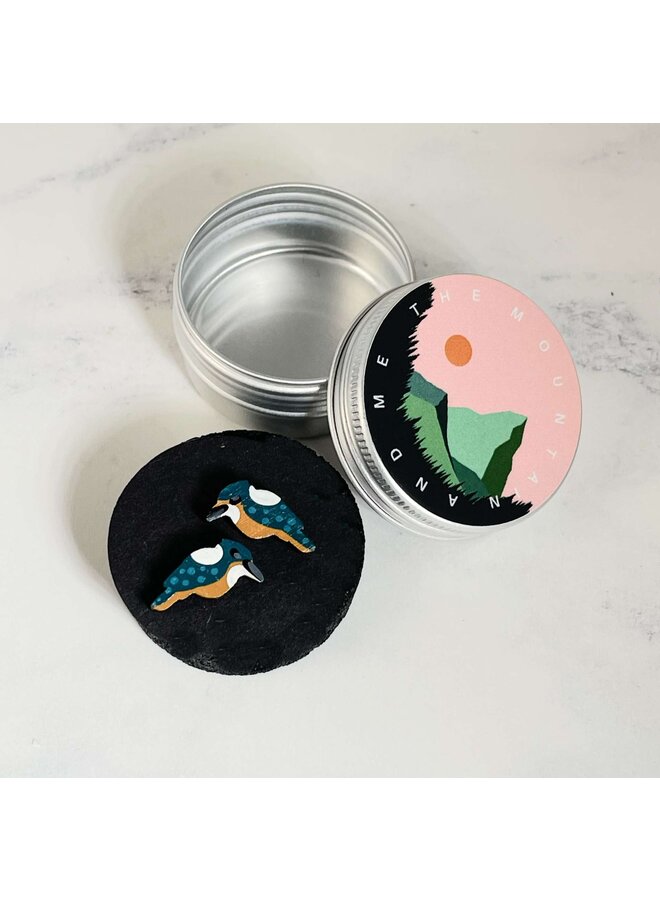 Kingfisher Kleine Ohrstecker aus Bambus 05