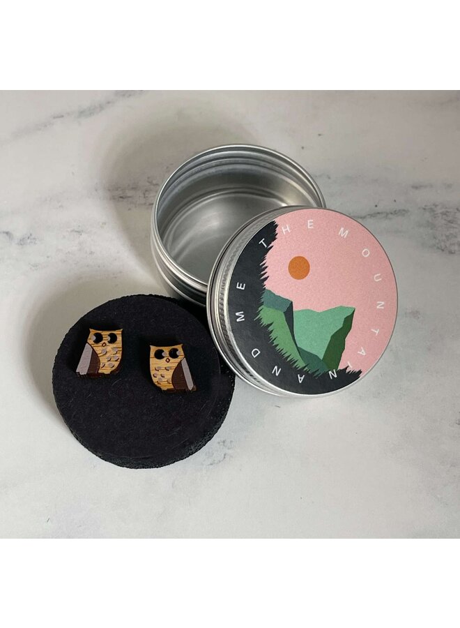 Owl Tiny Stud Bamboo Örhängen 04