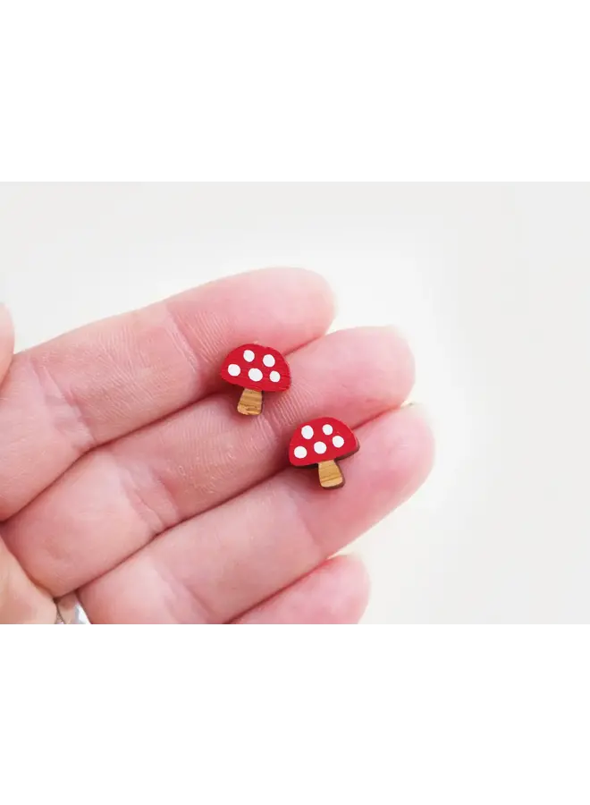 Toadstool Tiny Stud Bamboo Earrings 12