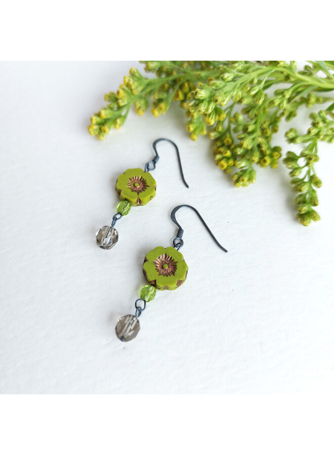Boucles d'oreilles pendantes Bohême Vert Citron 51