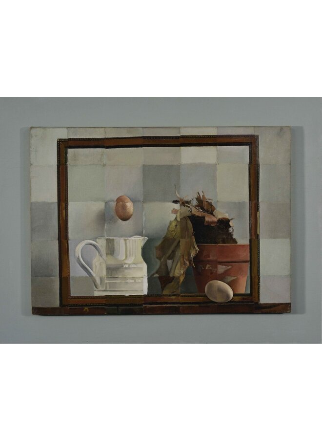 Egg Still Life with Frame and Dried Plant