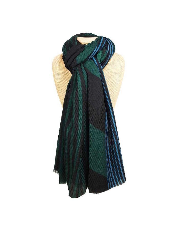 Plisserad Stripe Scarf Grön1104