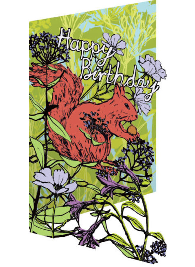 Squirrel Happy Birthday Lasercut card