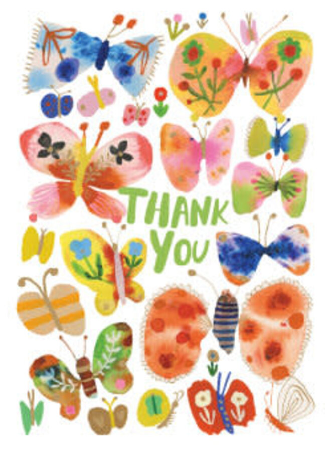 Thank You with Butterflies embossed card