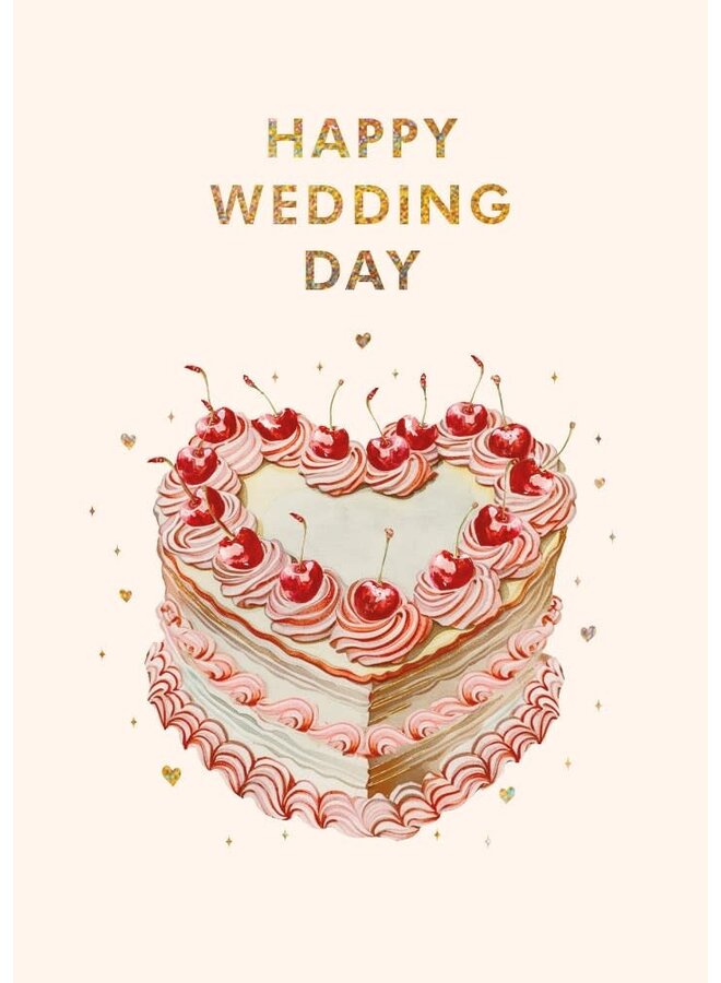 Tarjeta en relieve feliz día de la boda