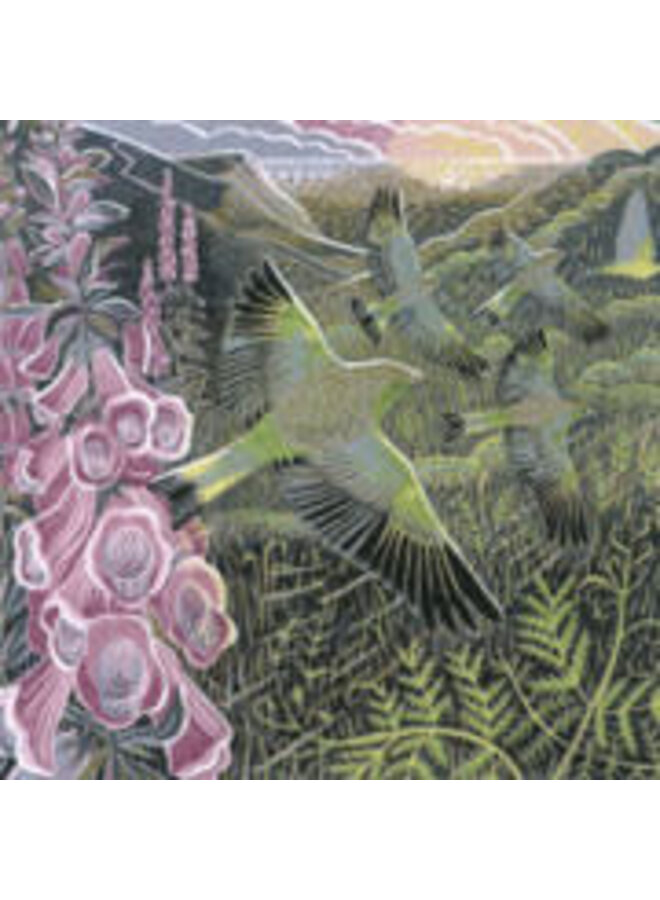 Foxgloves & Finches square card by Annie Soudain